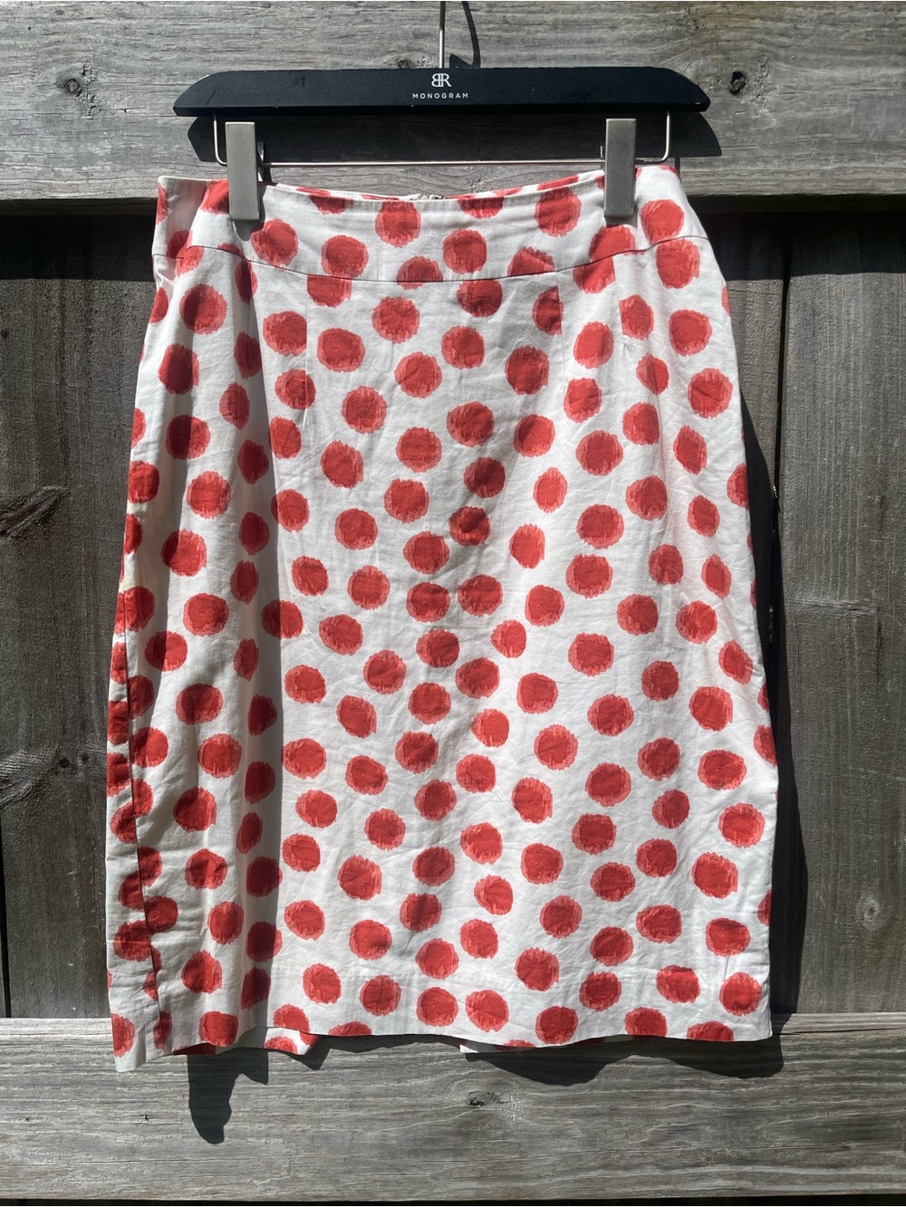 Corey Lynn Calter White Midi Skirt with Red Polka Dots